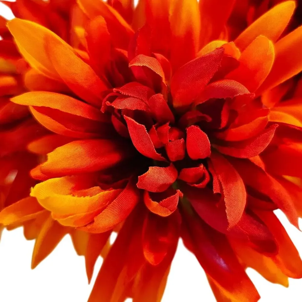 35 Pc Orange Yellow Artificial Silk Mum Flower Stem Fall Floral Crafts Decor Lot